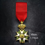 Gold medal with red ribbon on a dark textured background