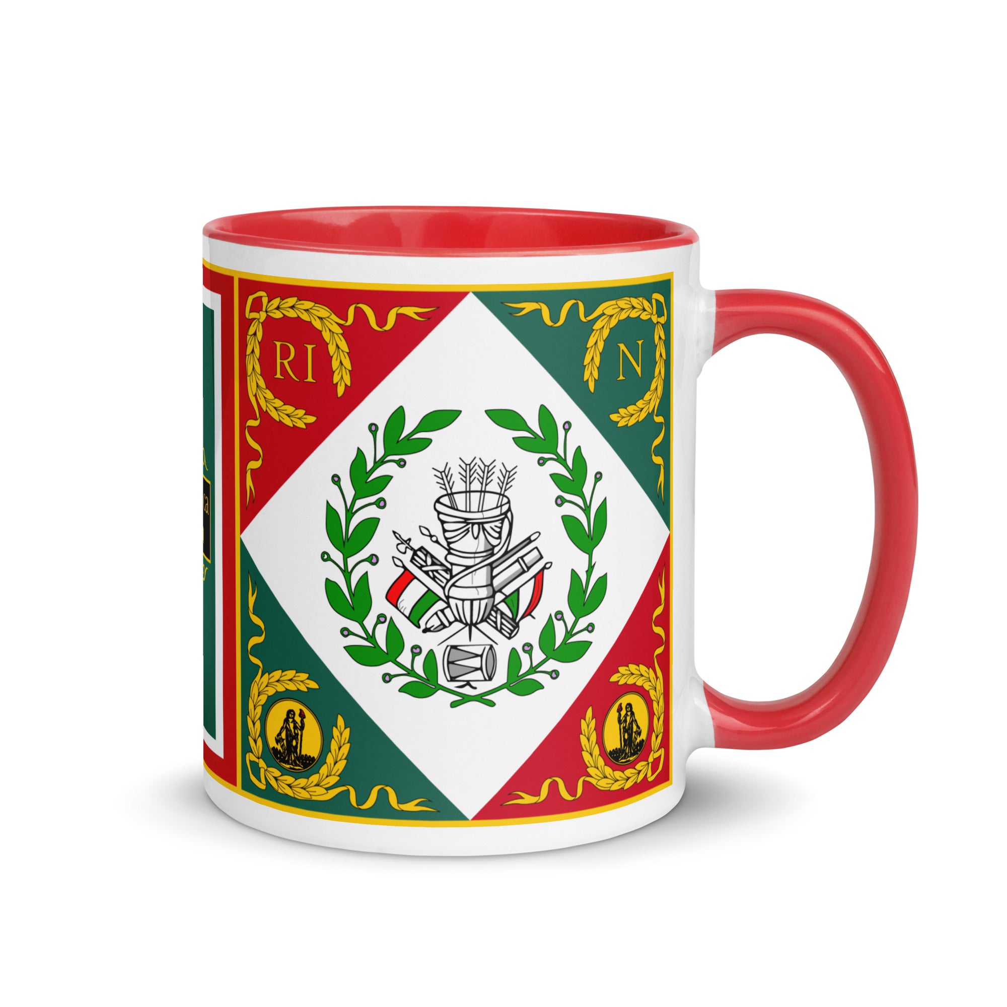 Mug in red color with Coat of arms Emblem of the Cispadane Republic