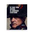 Joaquin Phoenix in his Role as Napoleon. On the picture is written: "He came from nothing. He conquered everything.