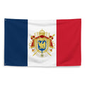 French Flag with Tricolor blue red and white together with the Symbol of Napoleons Empire of France