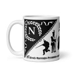Mug with Napoleon between his miliary and army and the list of all his successful battles