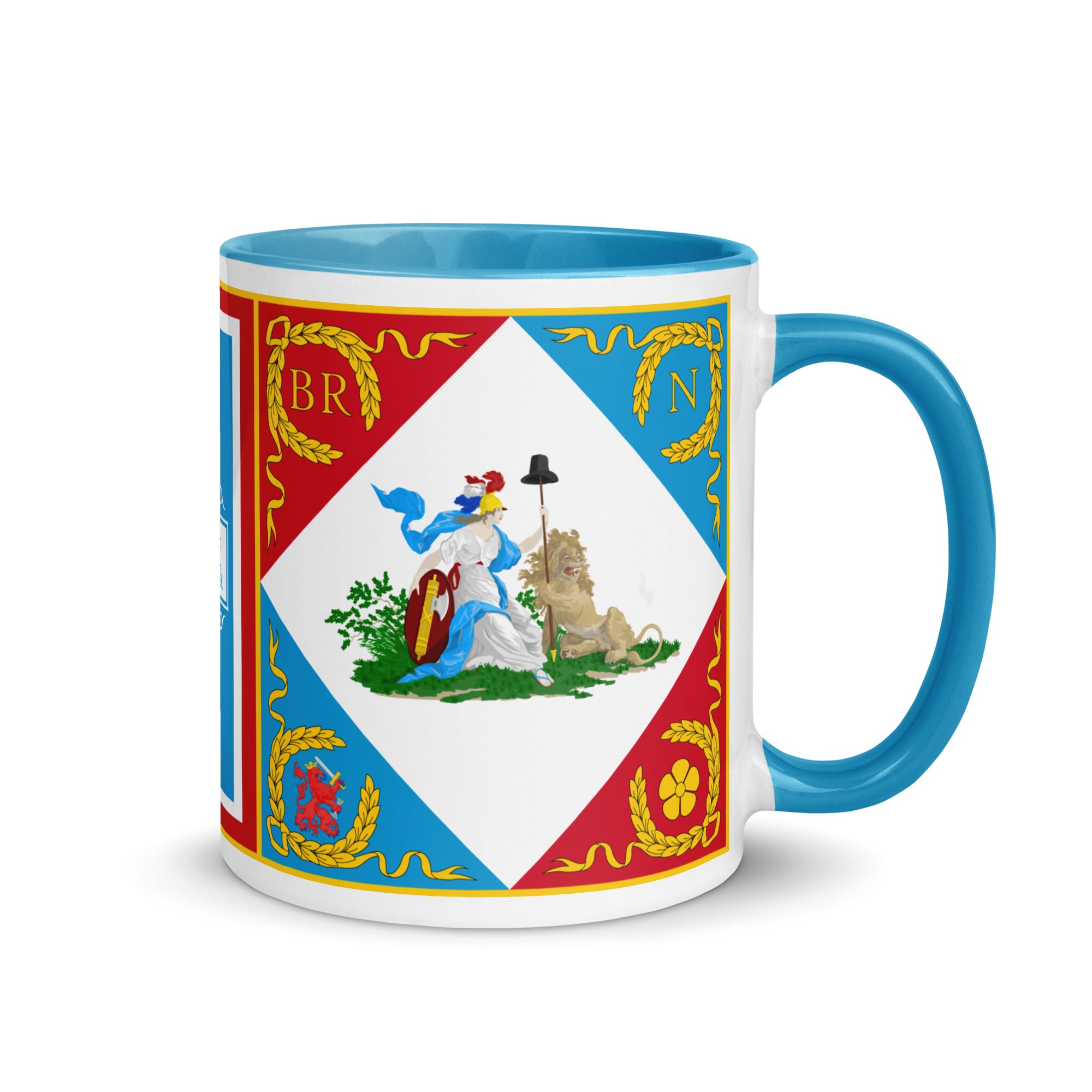 Emblem which was added to the Dutch 'Statenvlag' (in te left upper corner), to serve as a new flag for the marine only. It was called the 'Bataafsche vlag' and was used from 1 march 1796 to 1 december 1807