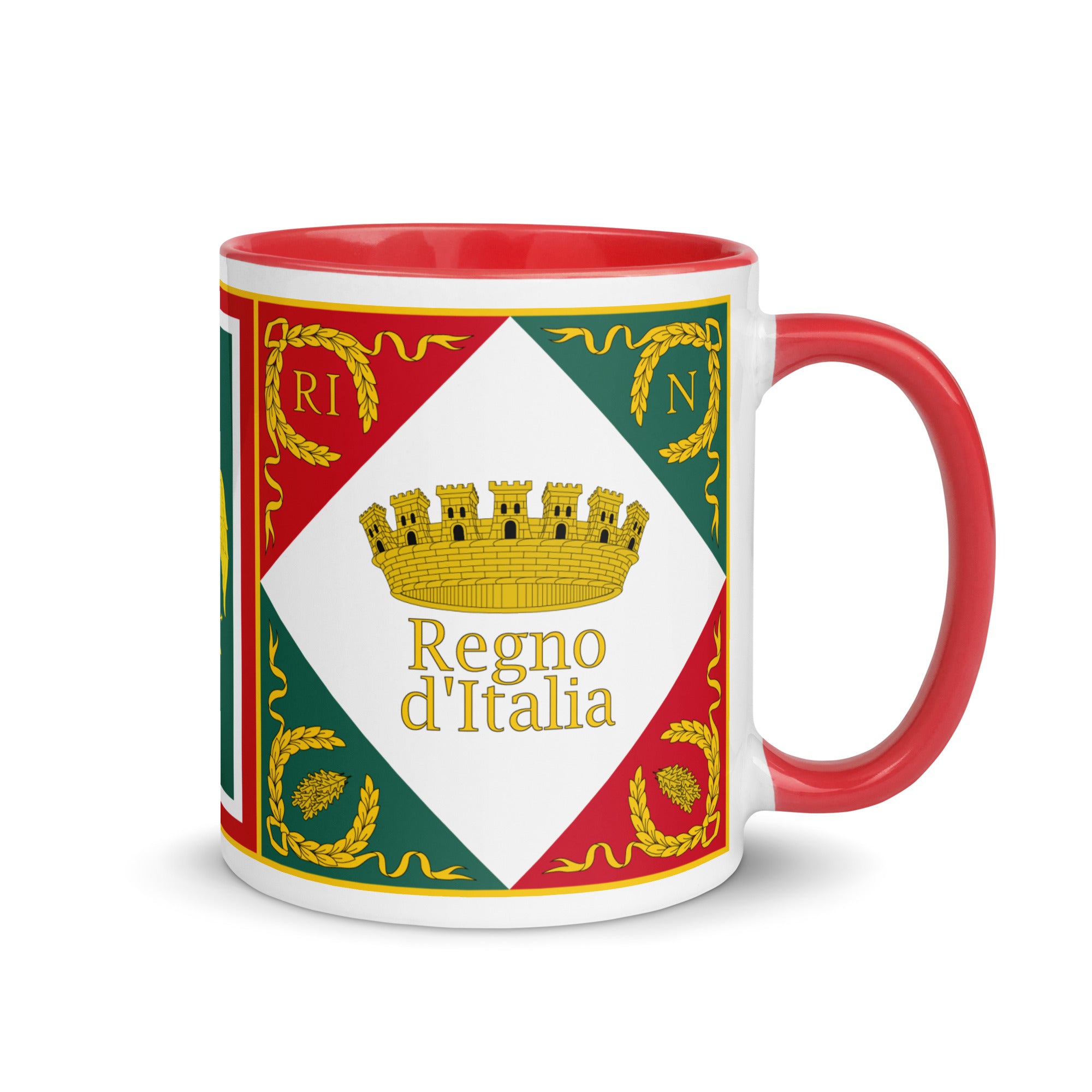 Historical Mug with the inscription Regno Italia in red color written on it together with a symbol of a castle