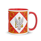 Polish White Eagle symbol on heritage mug in red colot