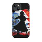 Phone case with a silhouette design and colorful background of France against Prussia
