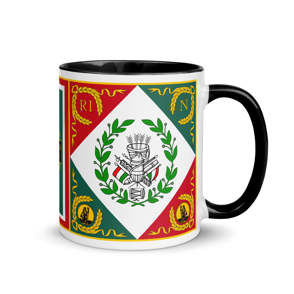 Mug in black color with Coat of arms Emblem of the Cispadane Republic of italian history