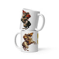 Mugs with pcitures of napoleon by a painting of Jacque Louis David with the Napoleon Crossing the alps motif in its malmaison version