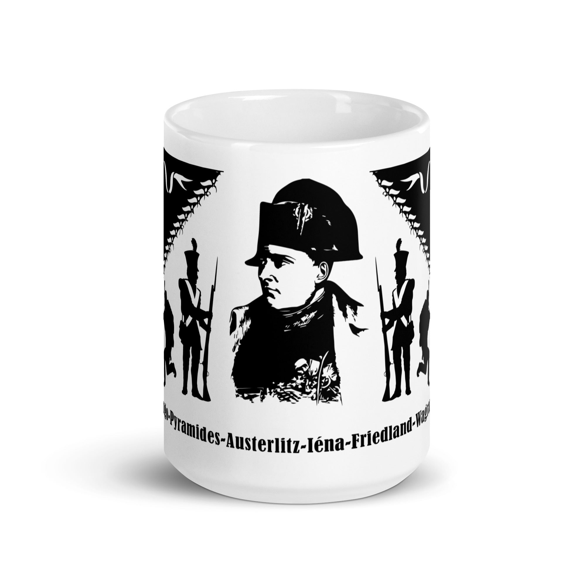 Napoleon standing with his hat and looking victorious