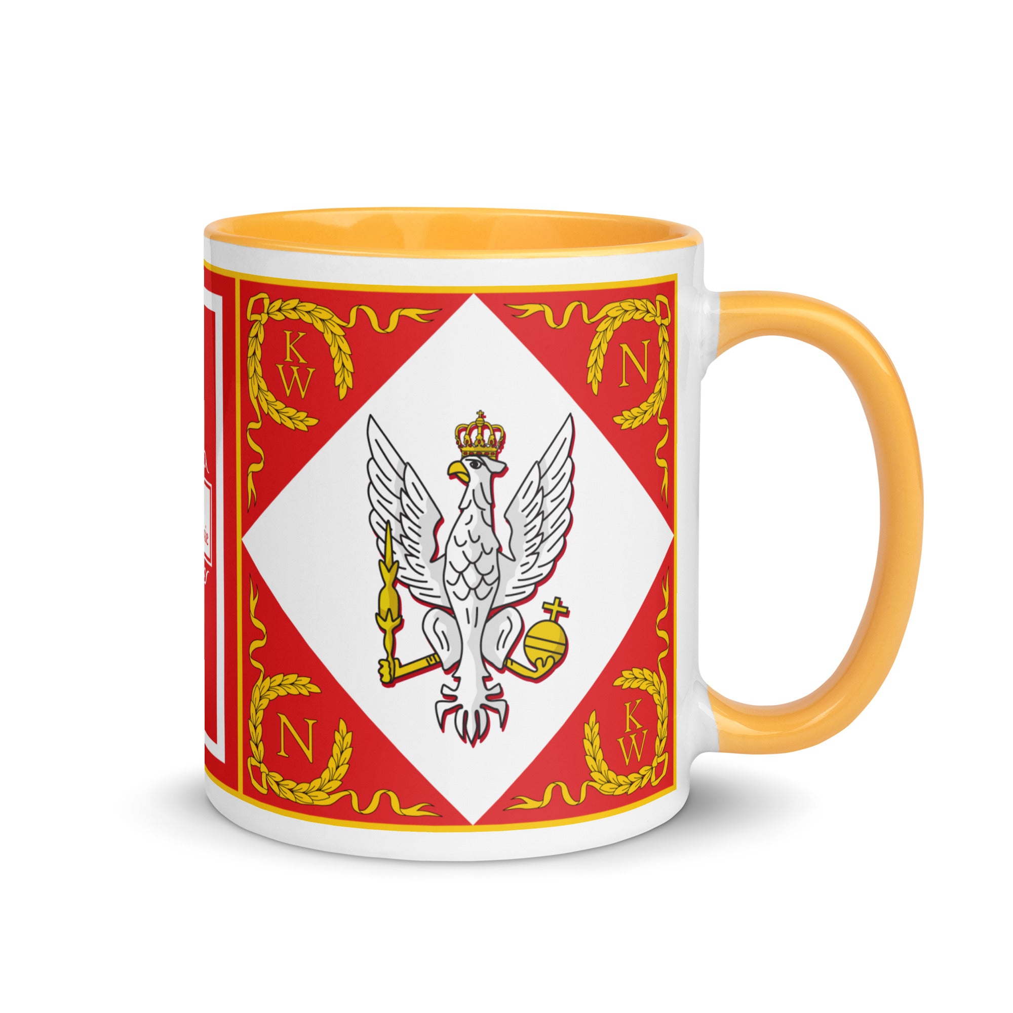 Polish culture printed on a mug that is golden and worships Poland's history